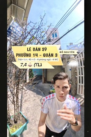 nhà quận 3 - khu lê văn sỹ - dt: 43 m2 - 4 phòng ngủ - đất vuông - gần mặt tiền - chỉ hơn 7 tỷ