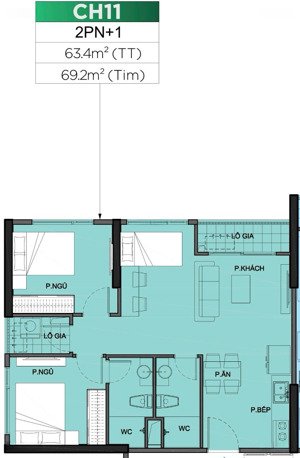 bán căn hộ vinhomes 2pn+ | view công viên cầu vồng