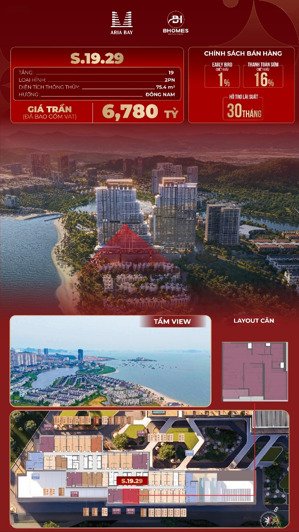 siêu phẩm 2pn view trực diện vịnh hạ long da aria bay tầng cao suất đầu tư chỉ 2 tỷ dt 75.4m2