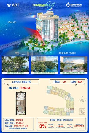duy nhất 1 căn studio giá tốt view đẹp | the charm charmora city | sun group
