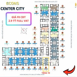 bcons center city - căn 2pn gần ga metro giá tốt nhất 2.9 tỷ full vat giá chủ đầu tư view sài gòn