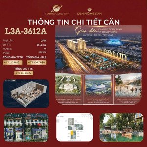 bán nhanh căn 2 ngủ nội khu tuyệt đẹp giá đầu tư tại sunshine legend city