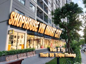 3 tỷ sở hữu ngay - shophouse vinhomes smart city - 85 triệu/tháng - sổ lâu dài - lãi 800 triệu/ năm