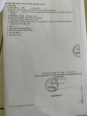 chủ cần tiền trước tết giảm thêm 2 tỷ bán đất 1005m2- 300m2 thổ cư tại bắc tân uyên, tp hcm, 5,5 tỷ