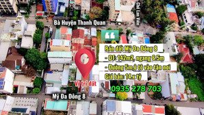 bán đất đường mỹ đa đông 8 gần khu phố tây an thượng - 142m2 ngang 6,5m - giá 14,xty