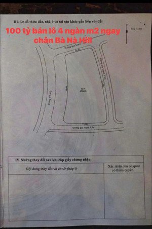 bán lô 4 ngàn m2 có 4 mặt tiền khu quốc lộ nhà vườn hoà ninh giá 100 tỷ sổ đất ở 100%