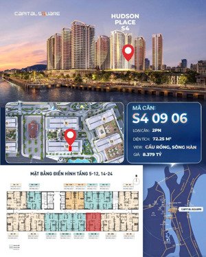 căn hộ giá gốc - view sông - cầu rồng - hướng đông nam, tầng đẹp số phong thủy