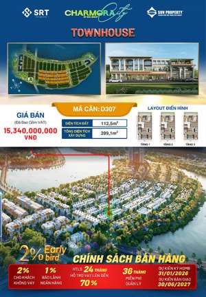 chỉ 15 tỷ sở hữu ngay căn nhà liền kề 112,5m2 charmora city - sun nha trang