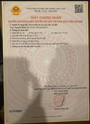 chính chủ cần bán lô đất diện tích 77,2m², đất ở đô thị, sổ đỏ chính chủ, pháp lý rõ ràng.