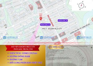 đất nền golden hills city- 125m2/4.7 tỷ phân khu trung tâm
