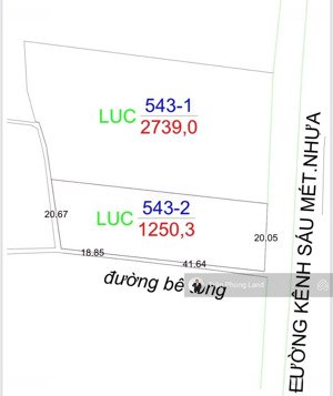 chính chủ gửi bán lô đất mặt tiền đường kênh 6 mét, cần giuộc, long an, 2739m2, 