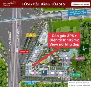 căn góc 3pn+ giá 17 tỷ, diện tích 102m2, tầng trung, view nội khu toà sun feliza cầu giấy