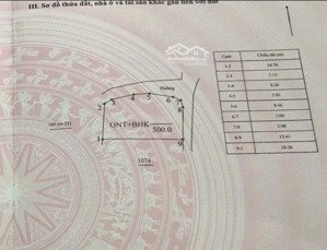 500m2 có 100m2 đất ở. lô góc 2 mặt tiền thích hợp xây nhà yến