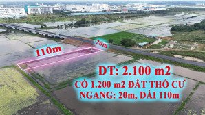 2.100 m2 thổ cư mặt tiền hcm đức hòa, cách kcn 500m, liền kề tt hành chính mới tây ninh giá rẻ