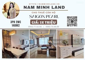 hải yến nam minh land - cho thuê căn hộ saigon pearl 3 pn 142m2, layout đẹp, đầy đủ nội thất