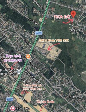 bán lô đất khối thái thọ. gần đh y khoa vinh. đường nhựa rộng 8,3m thông thoáng. lh: 