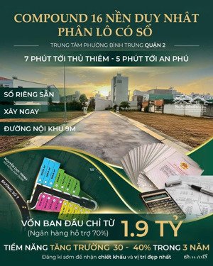 đất nền trung tâm quận 2, đường lớn xe hơi, giá 6.4 tỷ 5x11 sổ hồng riêng, xd ngay