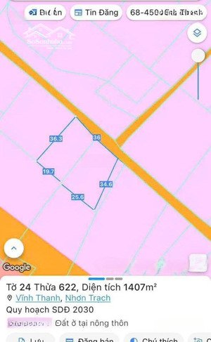 cần bán lô đất nhà vườn vĩnh thanh, nhơn trạch, đn. dt 1407m2, sổ cất két, sang tên trong ngày