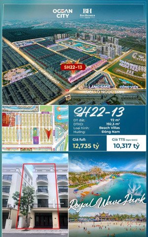 bán gấp biệt thự tại vinhomes ocean park 2, 10,35 tỷ, 72m2, giá siêu hời