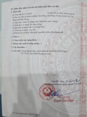 bán lô đất chính chủ 100m2 tại khu tđc câu đông, an quang, an lão, hải phòng