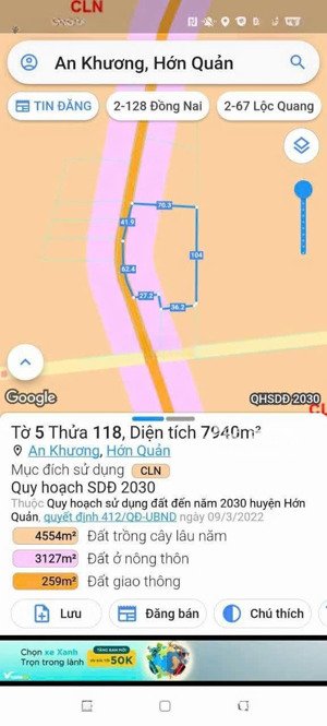 bán đất tại đt 757, an khương, hớn quản, bình phước, giá ưu đãi 11,5 tỷ, 7940 m2