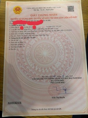 cần bán 115m mt 5m đất vuông đẹp tại trung tâm thị trấn hợp châu, huyện tam đảo. diện tích: