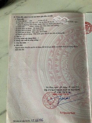 chuyển nhượng nhanh lô đất đường cồn dầu 15 , sát cầu hoà xuân, giá rẻ , vị trí đẹp