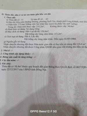 bán đất trung tâm suối tre long khánh giá 3 tỷ