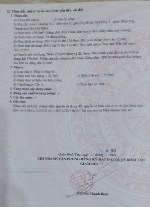 chỉ nhỉnh 50tr/m2 gần kề khu tên lửa, đường 8m vừa ở vừa cho thuê trọ dt 200m2 giá chỉ nhỉnh 10 tỷ