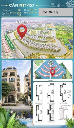 bán nhà biệt thự đẹp tại vinhomes ocean park 2, 34,1 tỷ, 160m2