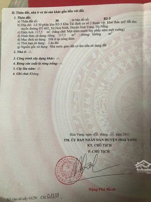 bán đất tái định cư hoà ninh 2, dg 7,5m, dt 117 m2