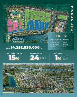 biệt thự song lập vị trí cực đẹp chỉ vài bước chân chạm tới tiện ích tại khu đô thị the sensia