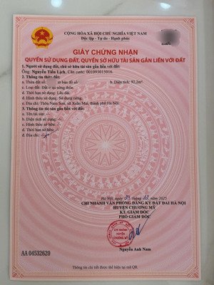chính chủ gửi bán lô đất diện tích 92m² thôn nam sơn, xuân mai, hà nội