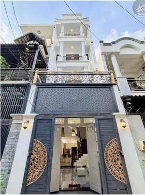 nhà 4 tầng, 5 pn, 5 wc, st, hẻm nhựa xe hơi quay đầu,full nội thất, dt 60m2 4x15, shr, giá 9,6 tỷ