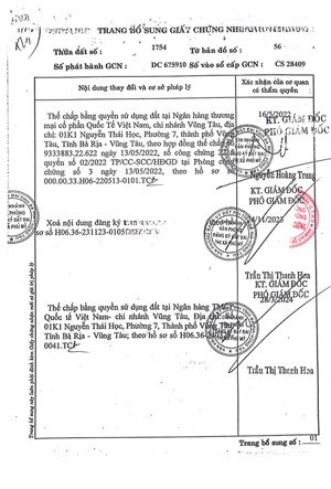 qsdđ thửa đất số: 1754, tbđ: 56, khu phố 4, phường hắc dịch, thị xã phú mỹ, tỉnh bà rịa vũng tàu