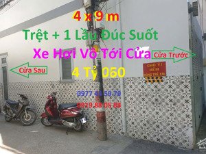nhà gần chợ xóm mới, 2 mặt hẻm xe hơi vô tới cửa, giá 4 tỷ 950 ,dt : 4 x 9m, thống nhất
