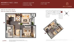chính chủ bán căn hộ số 1010, 1.5pn - 46m2 giá 2,2 tỷ_ dự án rose residence