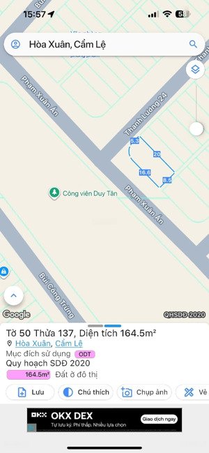 bán lô góc đẹp 165m2 (8,5x20) - 2 mặt tiền thanh lương 24 và phạm xuân ẩn-đối diện công viên đẹp