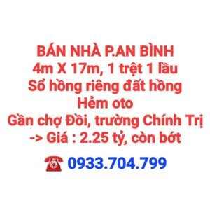 BÁN NHÀ AN BÌNH, 1TRỆT 1LẦU, SỔ HỒNG RIÊNG ĐẤT HỒNG, ĐƯỜNG OTO GẦN CHỢ ĐỒI
