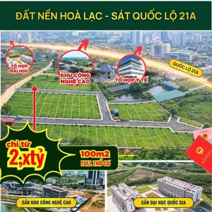 chủ cần bán gấp 100m2 đất ở xã phú cát, giá 2tỷ 3 gần quốc lộ 21, tổ hợp đại học quốc gia, hòa lạc.