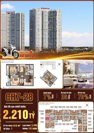 căn hộ tầng 7 căn 28 view thoáng, 1,5 ngủ giá chỉ 2 tỷ 2 giữa rất nhiều lựa chọn trên
