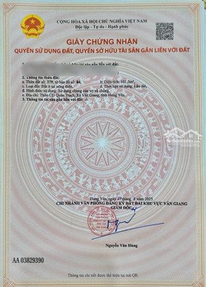 chinh chủ gửi bán lô đất vuông vắn cực đẹp tại cd quán trạch, liên nghĩa, văn giang, hy