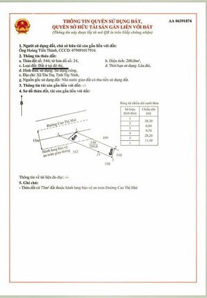 Lô thổ 6x29 MT nhựa Cao Thị Mai cách Trung tâm thị trấn Tân Trụ 300m Thuộc Xã Tân Trụ Tỉnh Tây Ninh