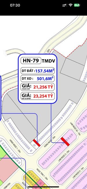giỏ hàng độc quyền - 2 mt trục 23 &21m ngay cổng chào - 157.54m2 - dtxd 501.6m2 - 21.256 tỷ