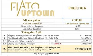 bán duplex 150m2 view siêu đẹp tại fiato uptown, 9 tỷ, 3pn, 2wc. giá cđt