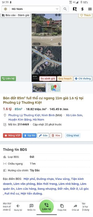 bán đất đẹp tại xã liên sơn, kim bảng, hà nam, 1,6 tỷ, 85m2,