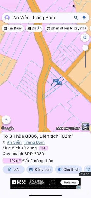 đất xã an viễn 750 triệu srtc gần chợ trường học uỷ ban cách sân bay long thành 25km.lh 