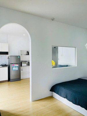 cho thuê căn hộ dịch vụ một phòng ngủ có ban công bếp đầy đủ. hòa đất vàng