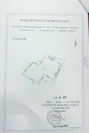 đất 2 mặt tiền 2396.2m2 2tỷ850 tỉnh long an