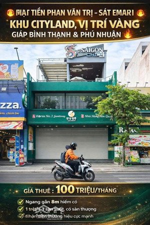 cho thuê nhà mặt tiền phan văn trị 150m2 , 3 lầu , kinh doanh đa ngành nghề